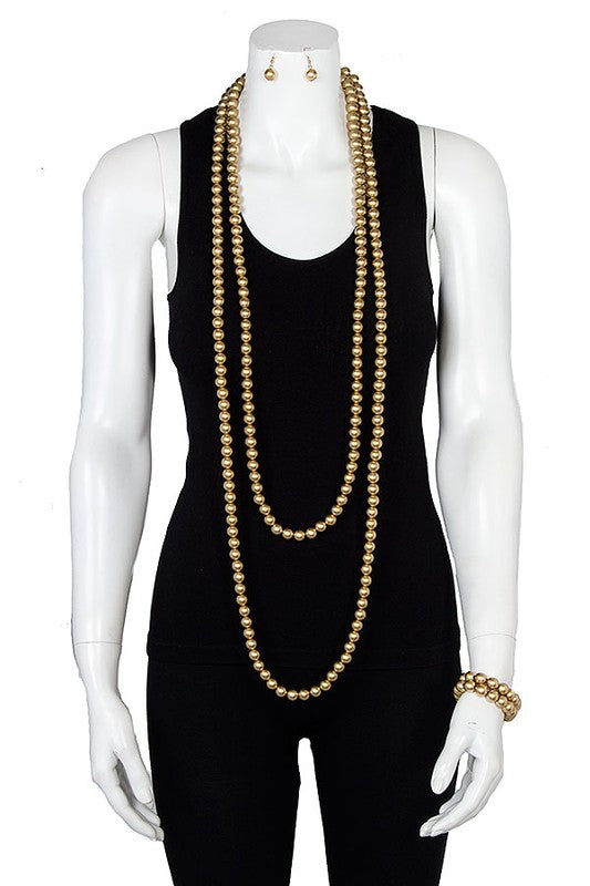 ELONGATED PEARL NECKLACE SET