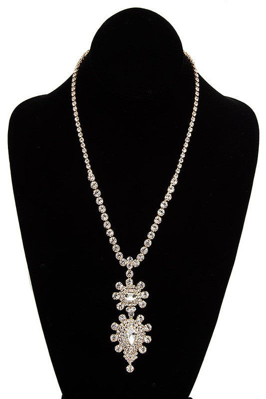 CRYSTAL GEM ORNATE PENDANT NECKLACE