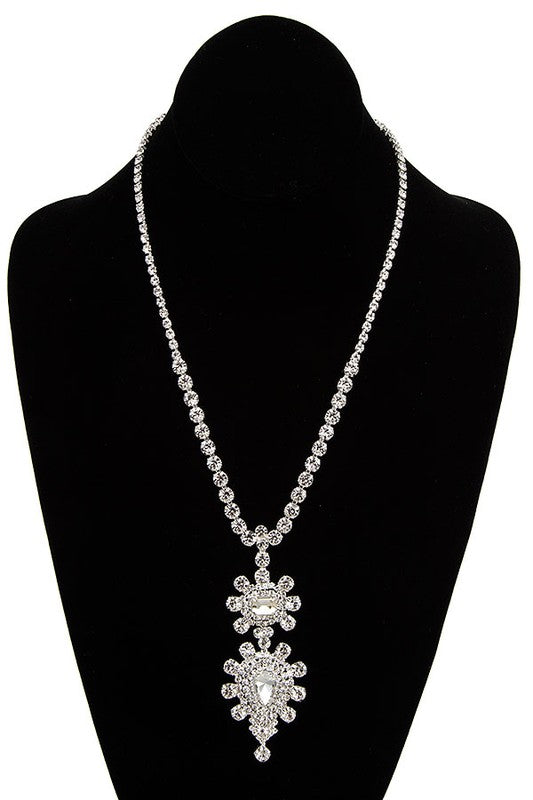 CRYSTAL GEM ORNATE PENDANT NECKLACE