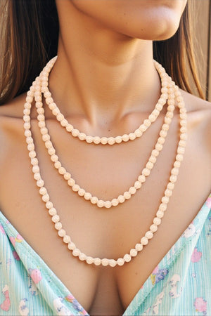 ELONGATED BALL BEAD WRAP AROUND NECKLACE SET