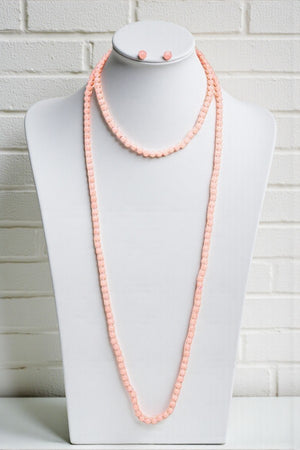 ELONGATED BALL BEAD WRAP AROUND NECKLACE SET