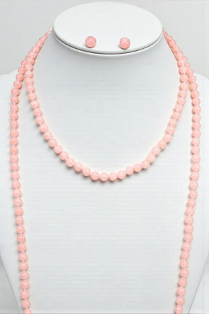 ELONGATED BALL BEAD WRAP AROUND NECKLACE SET