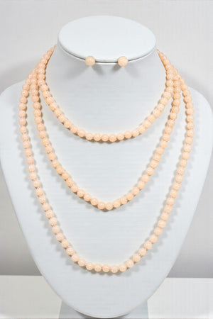 ELONGATED BALL BEAD WRAP AROUND NECKLACE SET