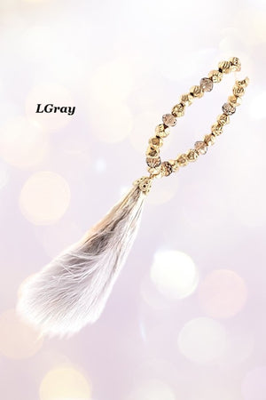 MIX BEAD FEATHER TASSEL BRACELET