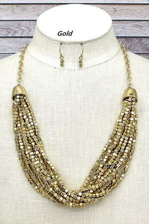 Multi Cubis Bead Necklace Set