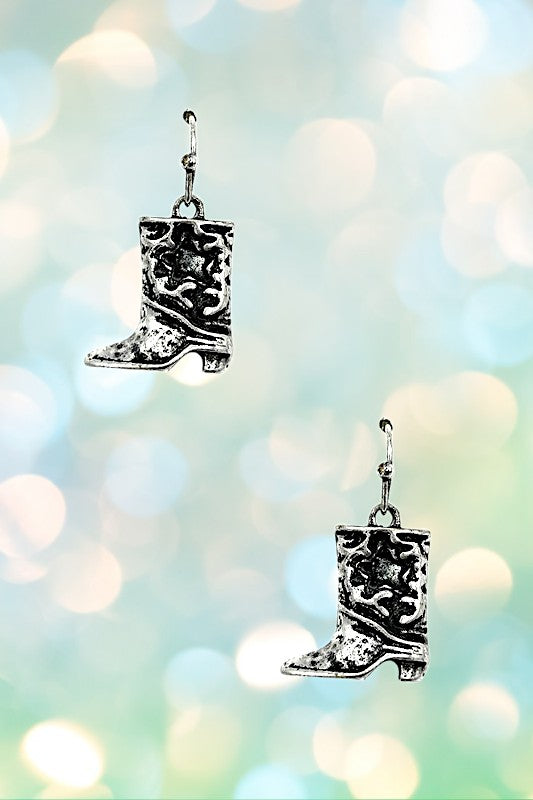 Etched Boot Dangle Earring