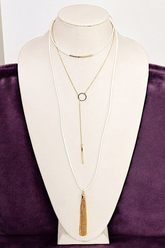 ELONGATED RING CURVED PENDANT CHOKER NECKLACE