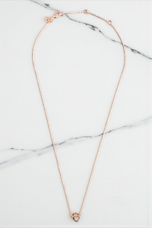 CZ CROWN HEART PENDANT NECKLACE