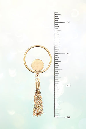 CIRCLE LINK CHAIN TASSEL DROP EARRING