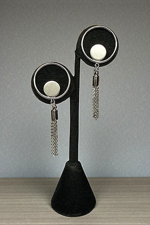 CIRCLE LINK CHAIN TASSEL DROP EARRING