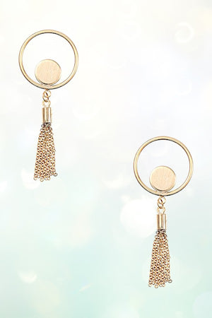 CIRCLE LINK CHAIN TASSEL DROP EARRING