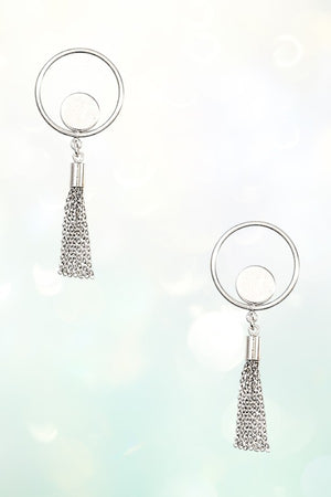 CIRCLE LINK CHAIN TASSEL DROP EARRING