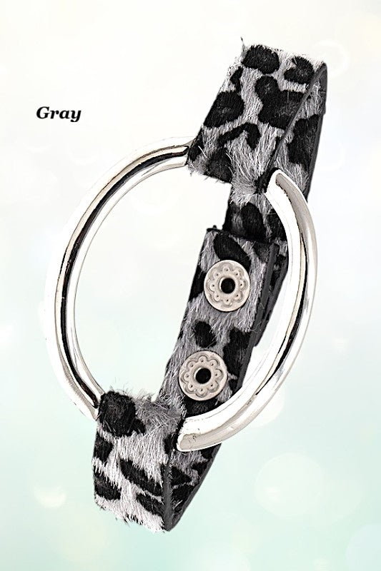 Animal Print Oval Cut Out Bracelet Band