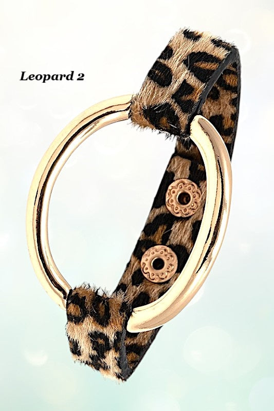 Animal Print Oval Cut Out Bracelet Band