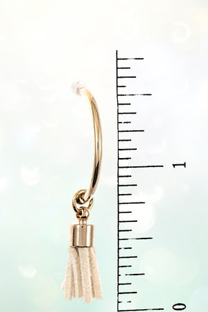 MINI TASSEL DANGLE HALF HOOP EARRING
