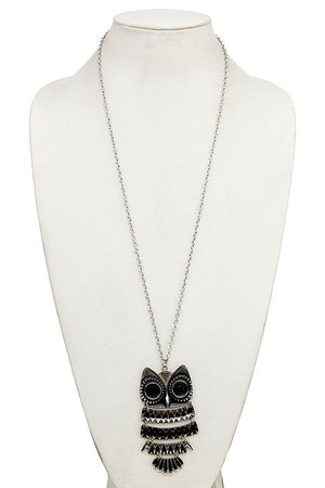 ELONGATED OWL PENDANT NECKLACE