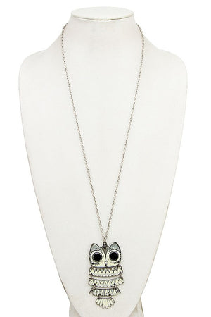 ELONGATED OWL PENDANT NECKLACE