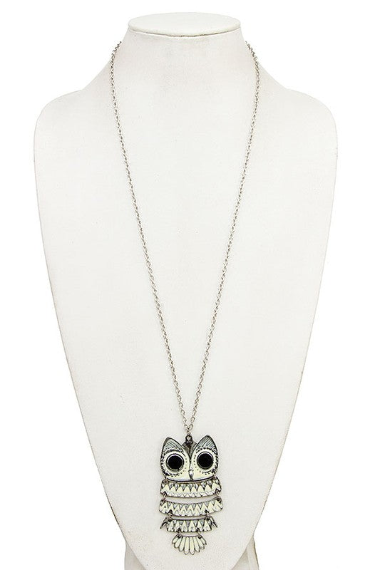 ELONGATED OWL PENDANT NECKLACE