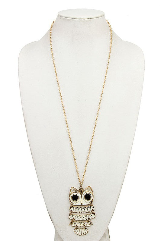 ELONGATED OWL PENDANT NECKLACE