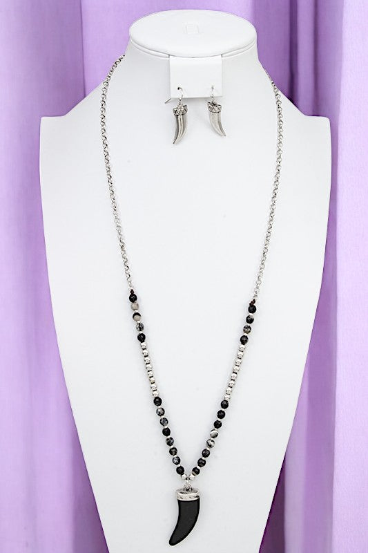 HORN BEAD ELONGATED NECKLACE SET