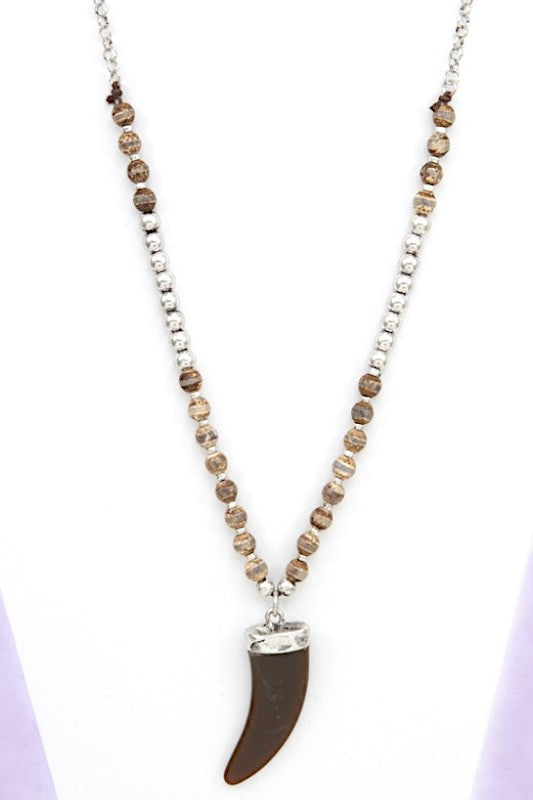 HORN BEAD ELONGATED NECKLACE SET