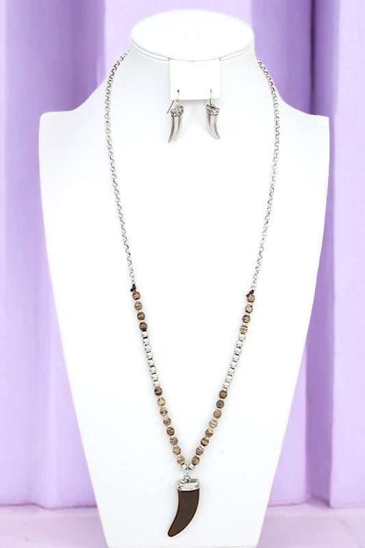 HORN BEAD ELONGATED NECKLACE SET