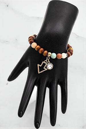 ARROW DANGLE BALL BEAD STRETCH BRACELET