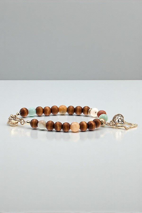 ARROW DANGLE BALL BEAD STRETCH BRACELET