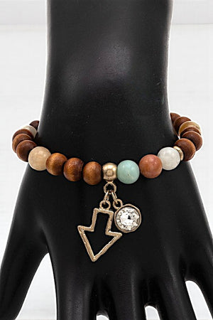 ARROW DANGLE BALL BEAD STRETCH BRACELET