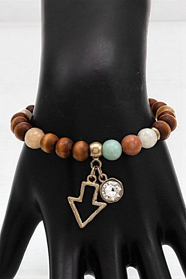 ARROW DANGLE BALL BEAD STRETCH BRACELET