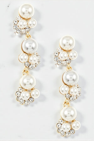 FAUX PEARL CLUSTER DROP EARRING