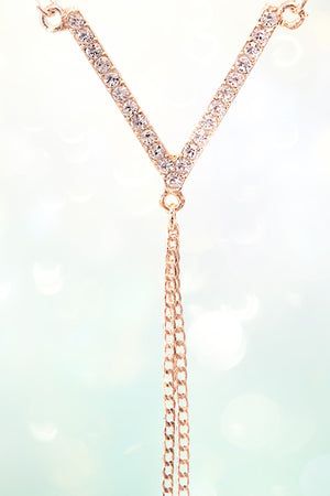 CHEVRON RHINESTONE PAVE HAND CHAIN BRACELET
