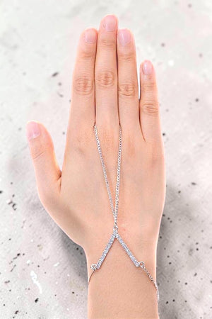 CHEVRON RHINESTONE PAVE HAND CHAIN BRACELET