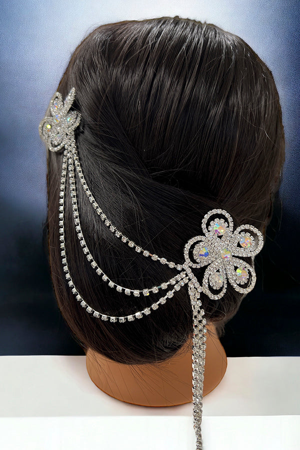 Double Sided Floral Draped Gem Hair Piece