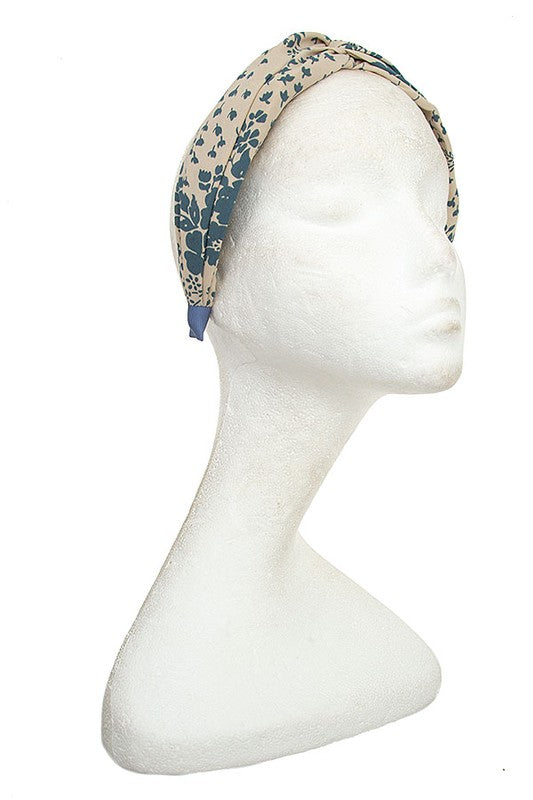 FLORAL PRINT TWIST ACCENT HEADBAND