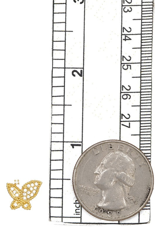 CZ STONE BUTTERFLY POST EARRING