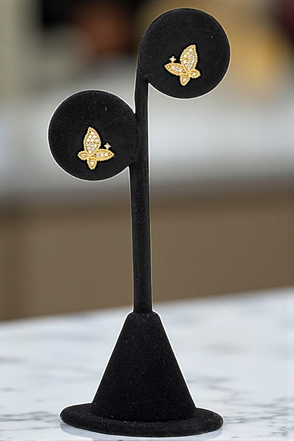 CZ STONE BUTTERFLY POST EARRING