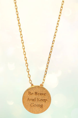 ROUND MESSAGE ETCHED PENDANT NECKLACE