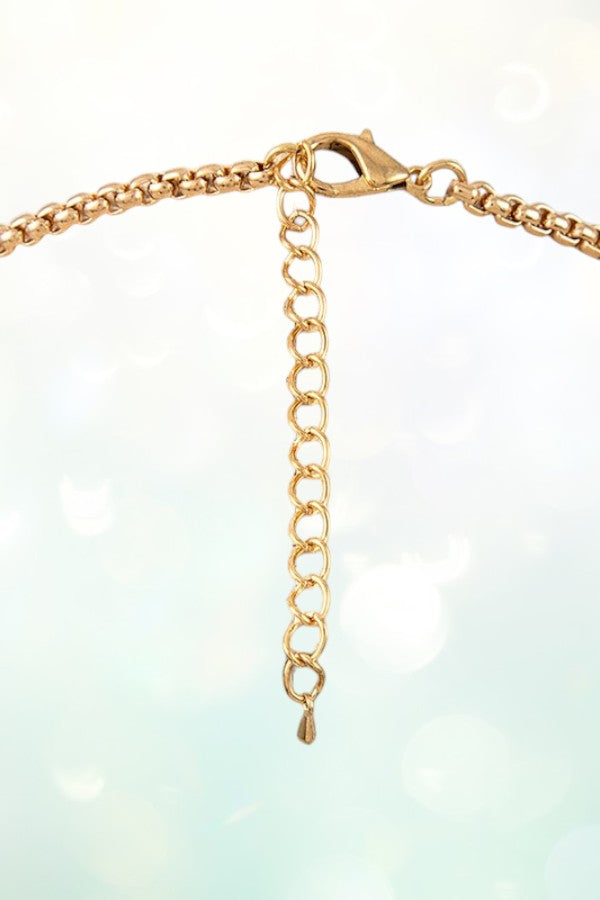 OPAL FACETED STONE CHAIN BEAD TASSEL NECKLACE SET