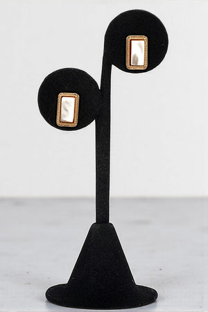 FRAMED MOTHER OF PEARL RECTANGULAR POST EARRING