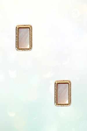 FRAMED MOTHER OF PEARL RECTANGULAR POST EARRING