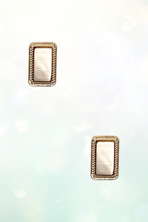 FRAMED MOTHER OF PEARL RECTANGULAR POST EARRING