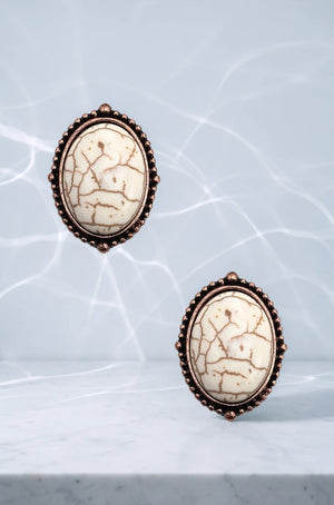 OVAL FRAMED GEM CLIP ON EARRING