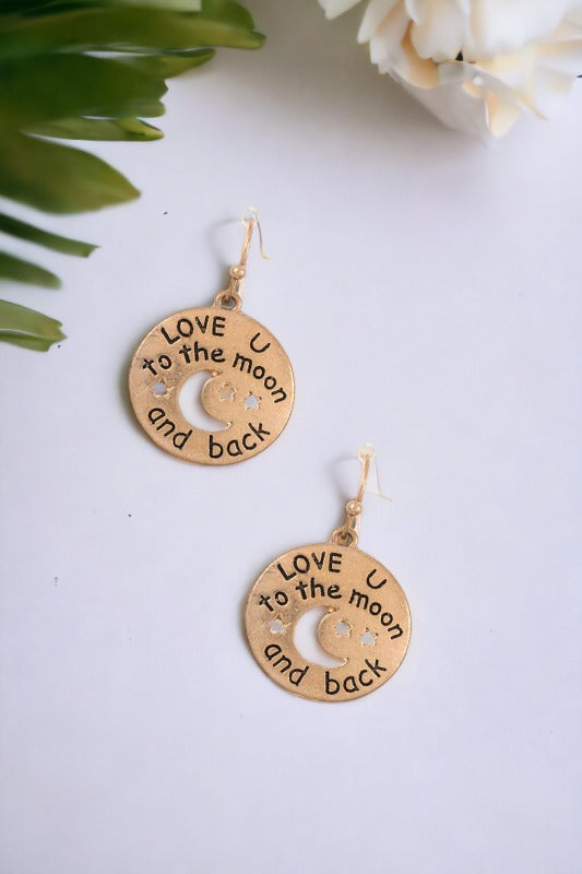 Love u to the moon and back Dangle Earring