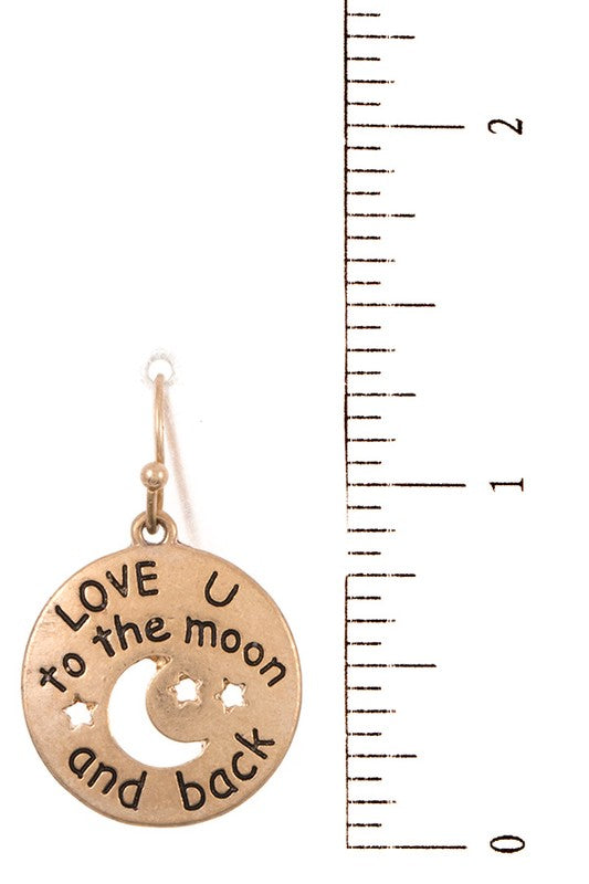 Love u to the moon and back Dangle Earring