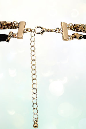 GEM FRAMED PENDANT MULTI LAYER NECKLACE