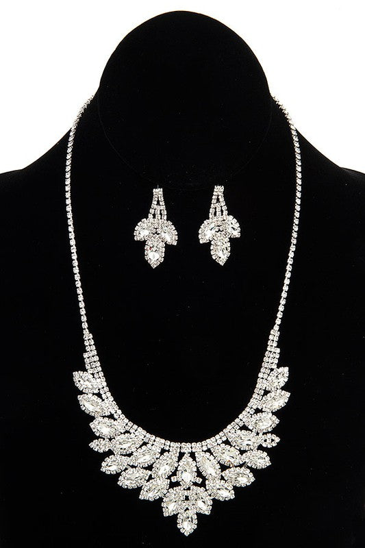 MARQUISE CLUSTER GEM BIB NECKLACE SET