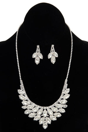 MARQUISE CLUSTER GEM BIB NECKLACE SET