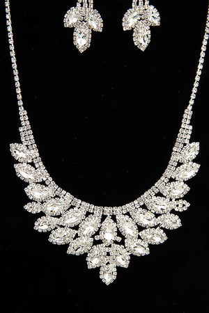 MARQUISE CLUSTER GEM BIB NECKLACE SET