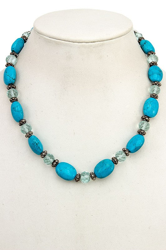 GEMSTONE GLASS BEAD NECKLACE